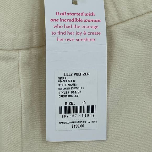 Lilly Pulitzer Women's Declynn Bi-Stretch Slim Pants, NWT, Cream, Sz. 10 - Picture 6 of 14